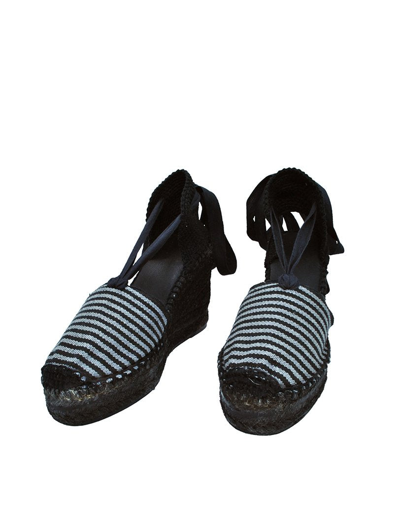 '-Black Yute Stripes Espadrille by Ethical & Sustainable Fashion Brand Mamahuhu