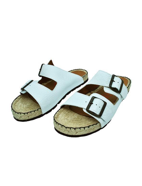 Espadrilles Men-Sandals White Leather Summer by Ethical & Sustainable Fashion Brand Mamahuhu