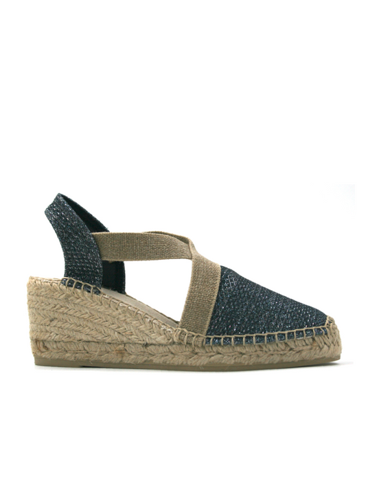 Espadrilles Women-Espadrilles Wedge Shimmer Charcoal by Ethical & Sustainable Fashion Brand Mamahuhu