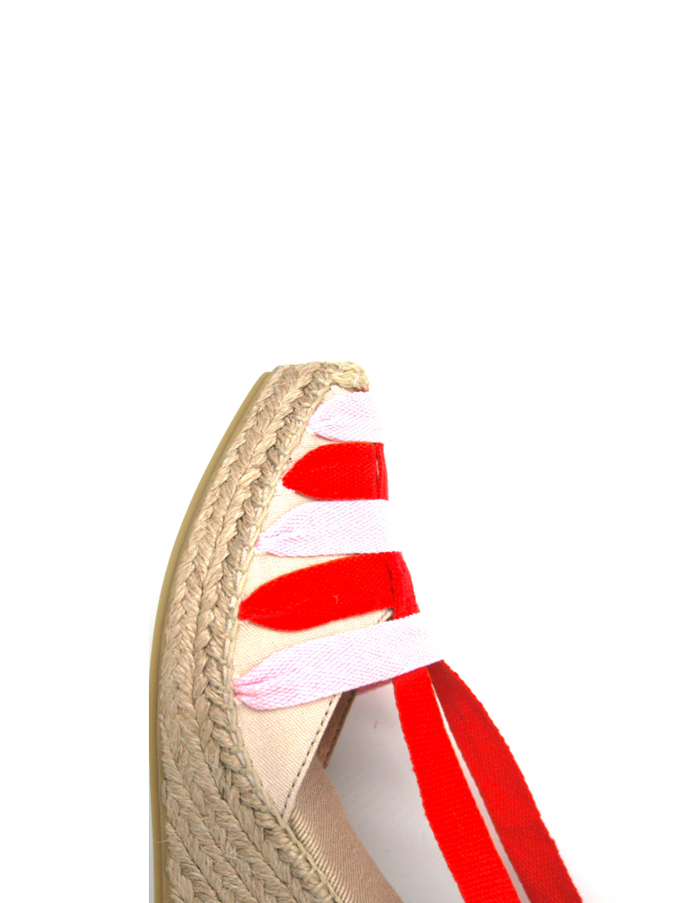 Espadrilles Women-Espadrilles Wedge Ribbon Raspberry Rosé by Ethical & Sustainable Fashion Brand Mamahuhu